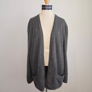 Valentino Boutique Vintage Gray Open Cardigan Side Pockets Silk Cashmere Sweater
